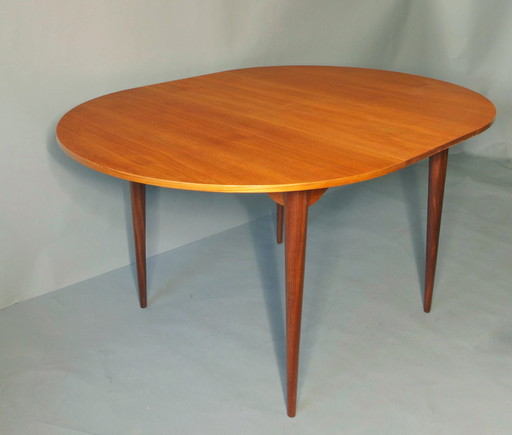 Table de salle à manger extensible circulaire italienne en teck, années 1960