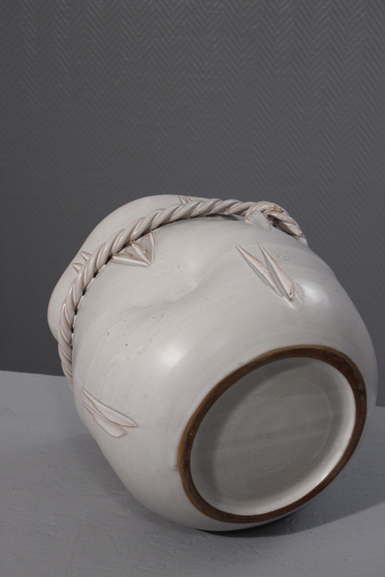 Image 1 of Very large glazed ceramic pot cover forming a purse France 20th century