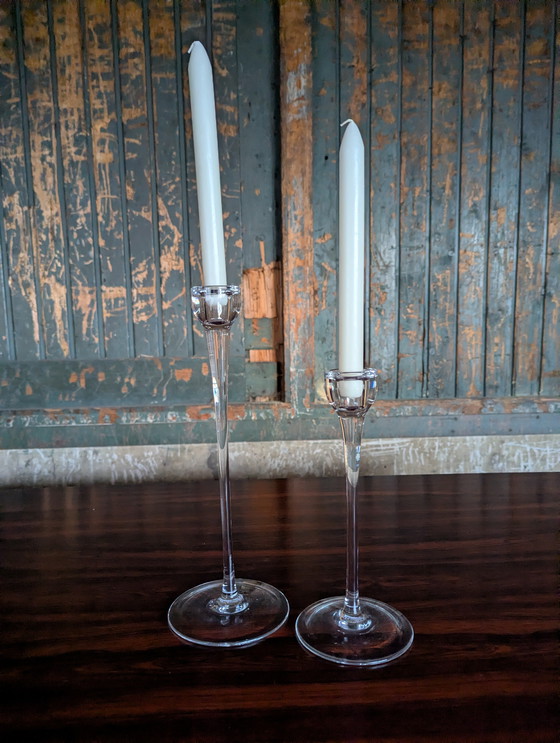 Image 1 of Set of 2 glass IKEA Blomster candlesticks