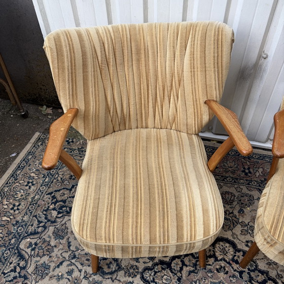 Midcentury Cocktail Armchairs – Textile, Wood (photo 3 of 7)
