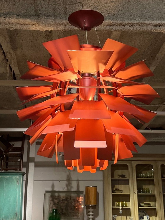 Vintage Artichoke-style pendant lamp pink | 95 cm | 1980s – Aluminium (photo 3 of 6)