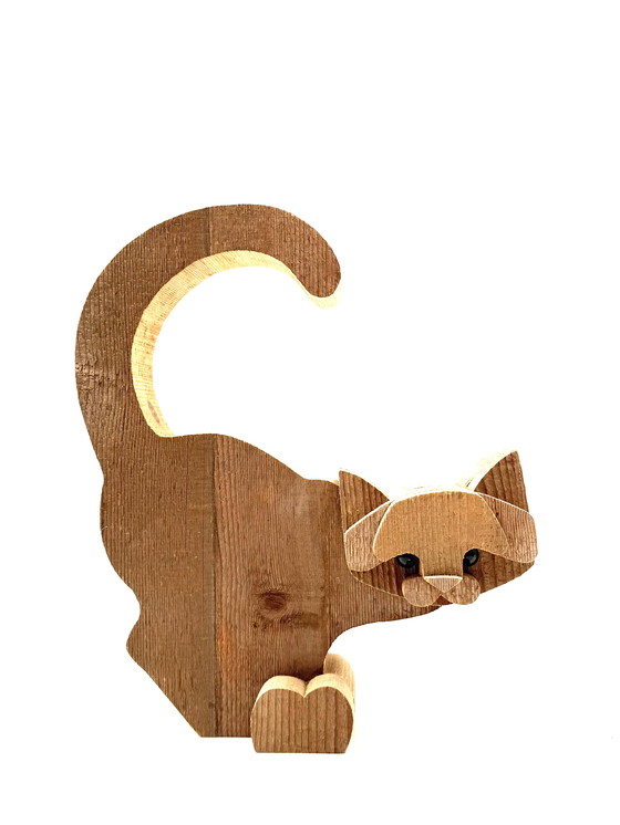 Image 1 of Bottega Michelangeli, Scultura in legno di gatto, Orvieto Italia anni '70