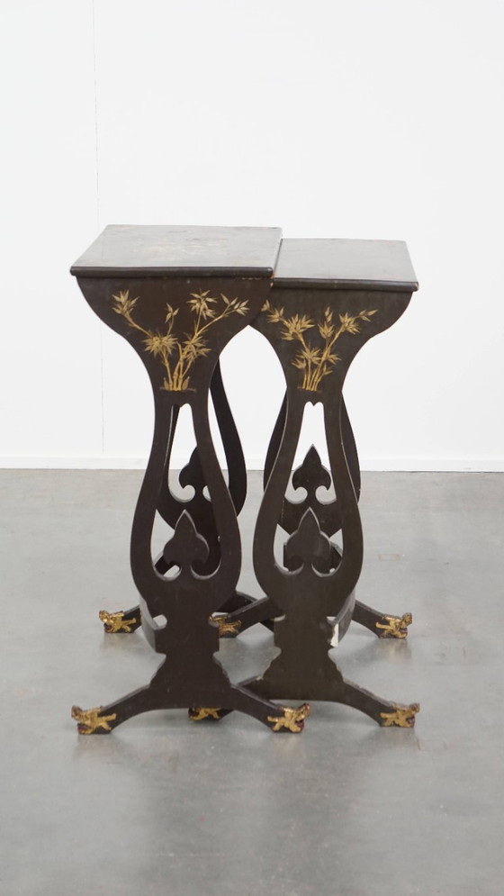 Image 1 of 2 x Vintage Japanese lacquerware side tables