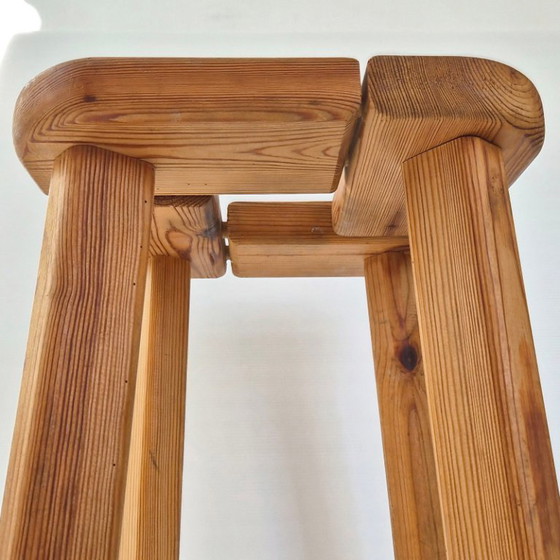 Image 1 of TABOURET VINTAGE SUEDOIS SCANDINAVE 1950 EN PIN DE OLOF OTTELIN POUR FINNSAUNA