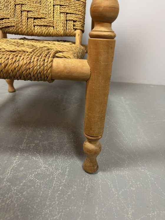 Image 1 of Poltrona in legno di faggio con intreccio in corda di sisal in stile Charlotte Perriand, anni '60.