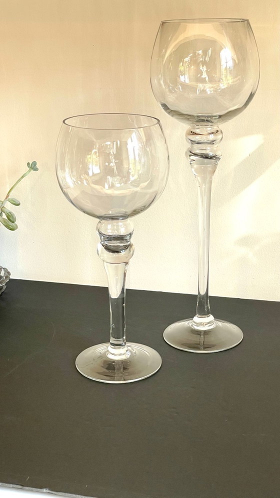 Image 1 of Vintage XL kristallen theelichthouders