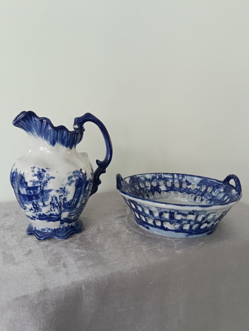 Victoria Ware Ironstone Kanne und Korb Set