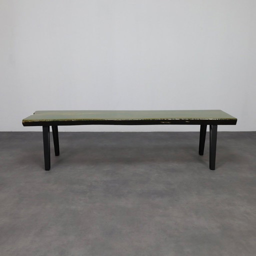 Panchina unica fatta a mano in resina epossidica verde, anni '90