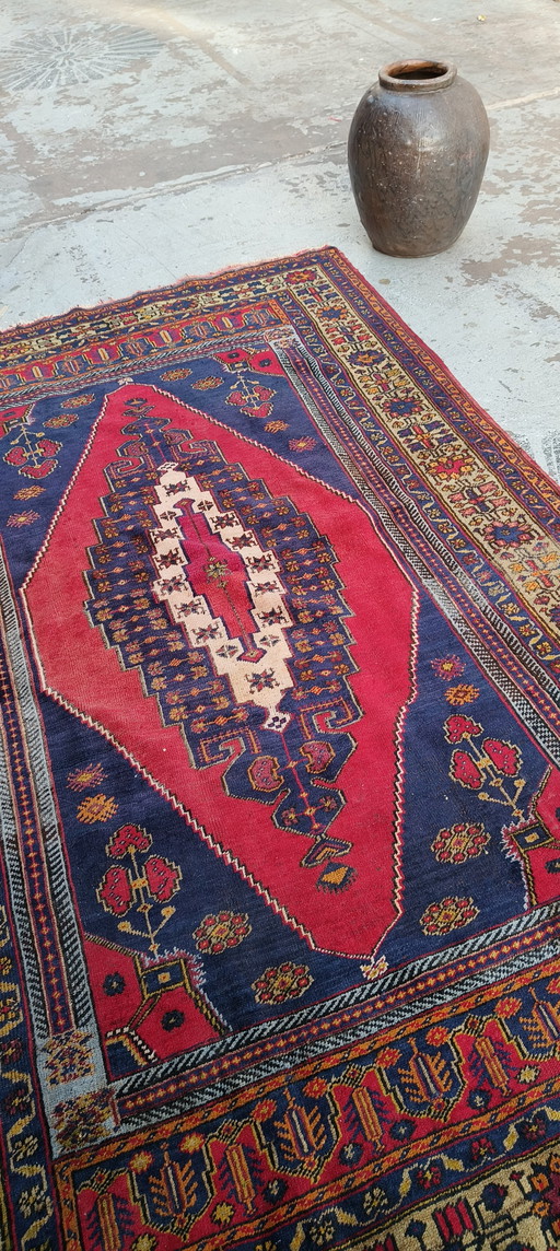 Antique vintage Anatolian Turkish hand-knotted carpet Anatolian rug