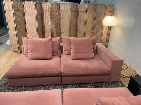 Image 1 of Flexform Groundpiece 4-piece with Bookcase – Pink Velvet