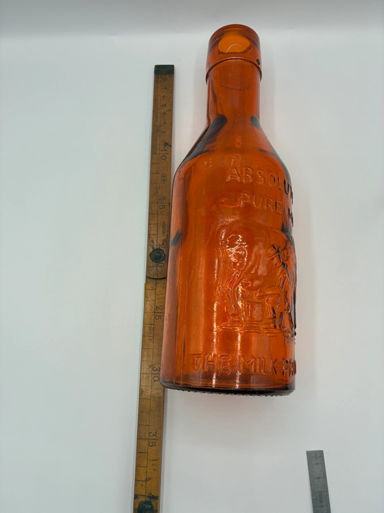 Antike bernsteinfarbene Milchflasche „Absolut reine Milch“ – Der Milchbeschützer – um 1900 (photo 6 of 6)