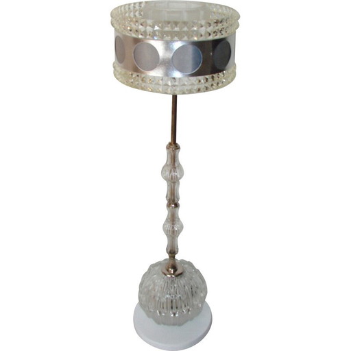 Lámpara de pie vintage de cristal y plástico, 1980