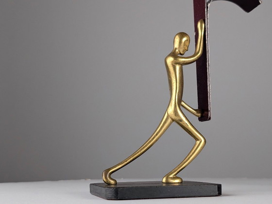 Image 1 of Pair Art Deco Bronze Candelabras by Karl Hagenauer, 1940s