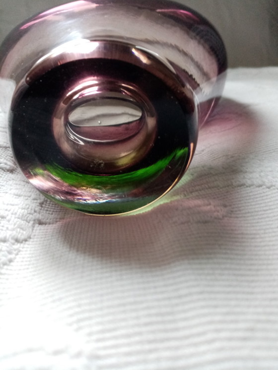 Image 1 of Vase Déco en Verre en Forme de Panier 70s (18cm)