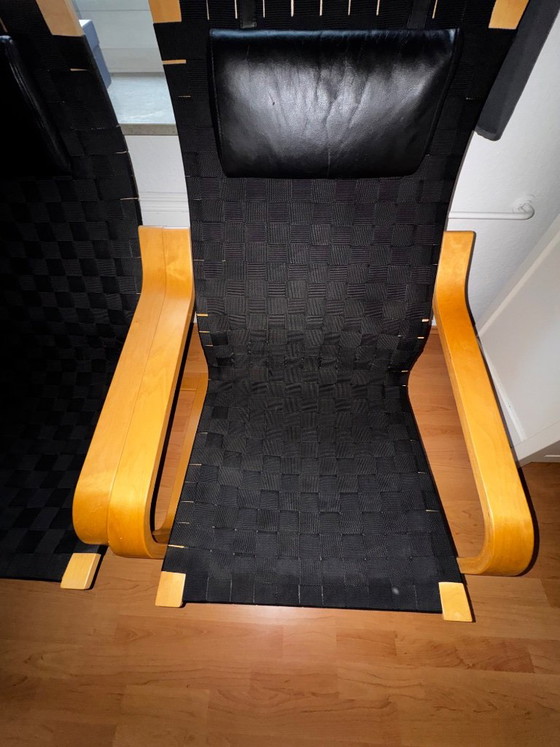 2x Vintage IKEA POÄNG Armchairs, Noboru Nakamura, 1990s, Textile, Black (photo 4 of 8)