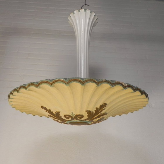 Grande lampada Art Déco in gesso, 70 cm di diametro, inizio XX secolo – Lampade a sospensione, Altro (photo 2 of 14)