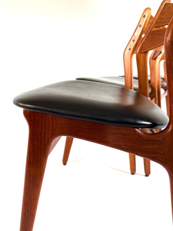 4x Sedie da pranzo vintage modello ‘310’, Erik Buch ‘60, Legno, Pelle, Marrone (foto 8 di 14)