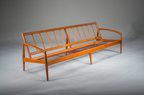 Image 1 of Papieren mes Teakhouten bank van Kai Kristiansen voor Magnus Olesen, Denemarken, jaren 60