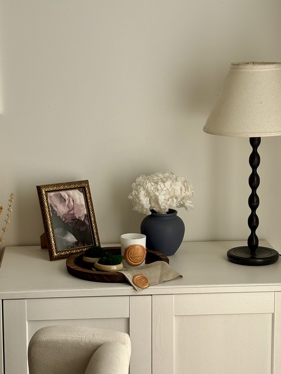 Image 1 of Vase bleu avec hortensias stabilisés 