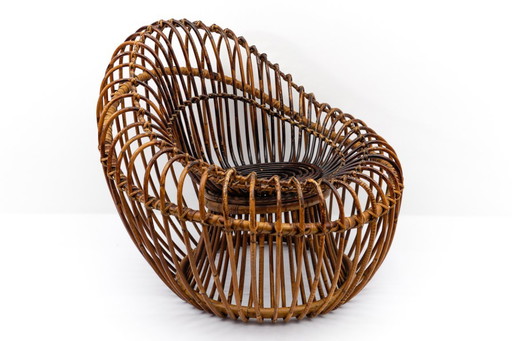 Poltrona in rattan e bambù di Janine Abraham e Dirk Jan Rol, anni '50