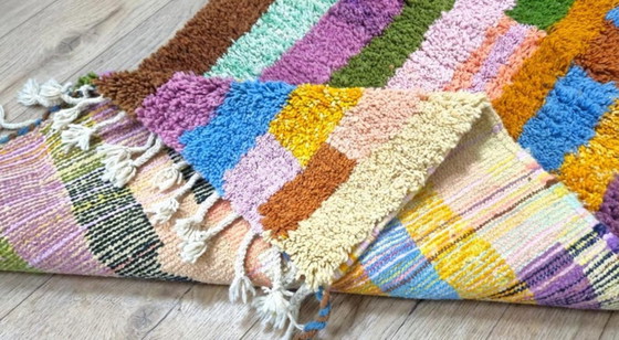 Image 1 of Mehrfarbige Berber-Tapis aus Leinen, 250 cm x 150 cm