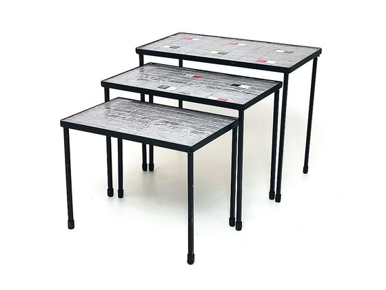 Image 1 of bijzettafeltjes mozaïek jaren 60