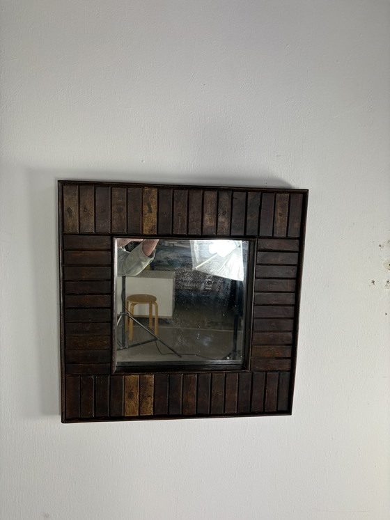 Image 1 of Vintage solid wood square mirror