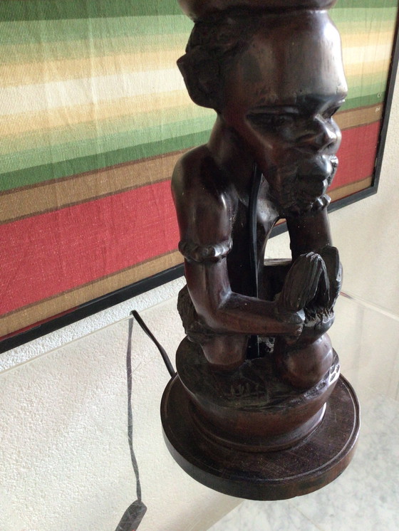 Image 1 of Pied de lampe vintage tribal