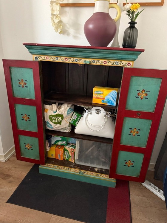 Image 1 of Hand-painted wooden cabinet from India