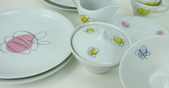 Image 1 of Vaisselle de style Bavière, décor abstrait aux couleurs pastel, années 1950