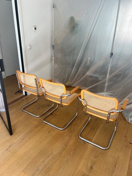 Marcel Breuer B32 Cesca Chairs Natural Wood