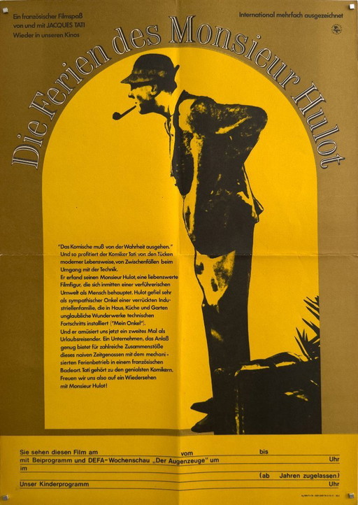 🎥 Jacques Tati – Die Ferien des Monsieur Hulot – 1978 – Original vintage A2 Poster | 58 × 41 German Democratic Republic (DDR)