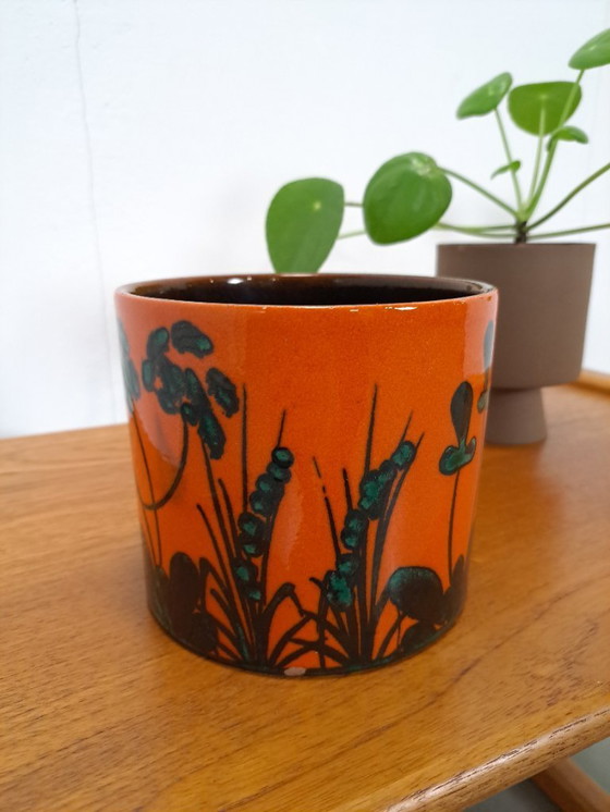Image 1 of Pot de fleurs en céramique orange, Allemagne de l'Ouest, n° 1