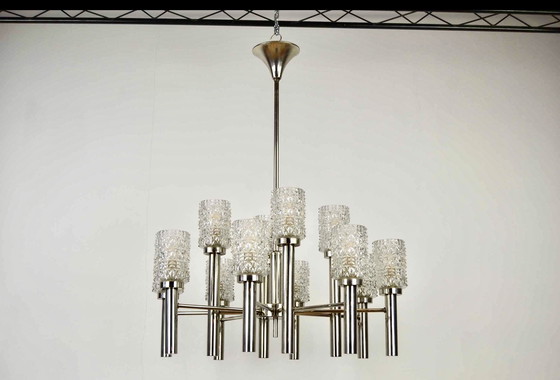 Image 1 of 1960s Vintage Chroom Kroonluchter Paolo Venini Stijl