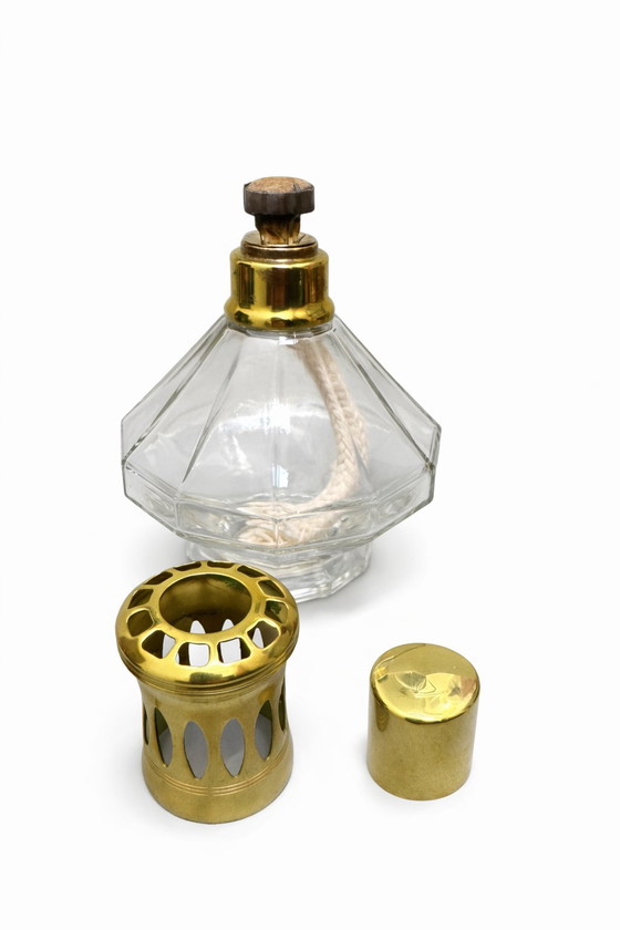 Image 1 of Lampada vintage Berger Paris Catalytic – Vetro sfaccettato e ottone – Anni '70