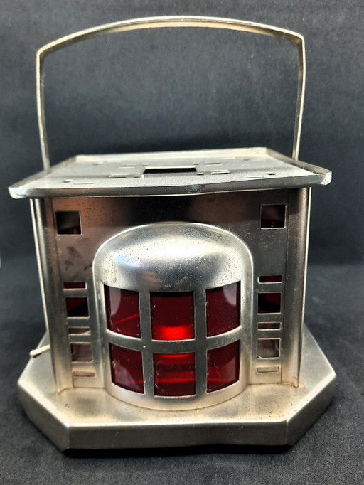 Daalderop Art Deco 1930s tea warmer with red glass