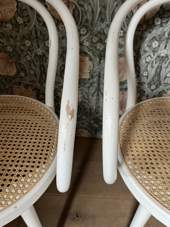 Image 1 of 2 Vintage Thonet stoelen – Model No. 102 / Vienna – Wit