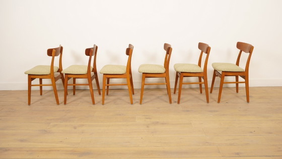 Image 1 of 6 x Dining Chair | Farstrup | Model 210 | Newly upholstered | Green