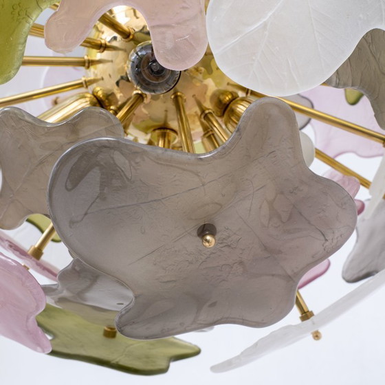 Image 1 of Italienischer Sputnik-Kronleuchter aus Muranoglas in Pastellfarben und poliertem Messing