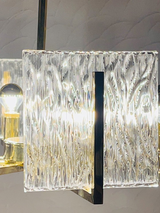 Image 1 of Vintage messing ijsglas kroonluchter