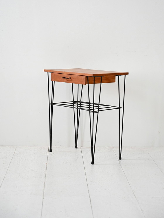 Image 1 of 1950s/60s Scandinavian teak and iron nightstand