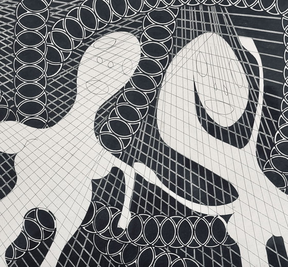 Image 1 of Pierre-François Vaysse - Art Brut circa 1970 - tinta - enmarcado