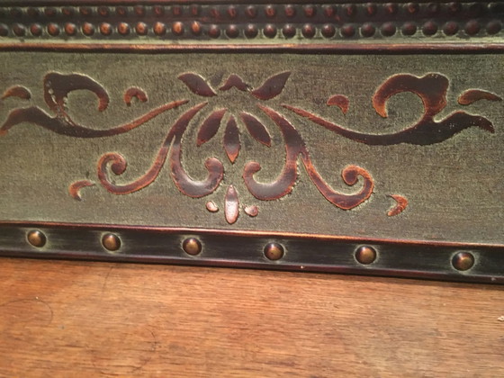 Bevelled mirror in wood and resin, wood/metal effect – Vintage (photo 5 of 8)