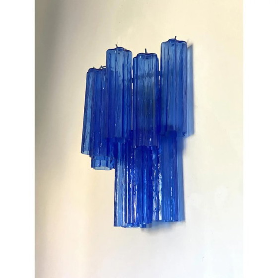 Image 1 of Modern Blue Tronchi Glass Wall Sconce – Venini Style