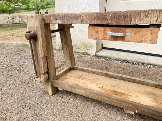 Image 1 of Etabli De Menuisier Français Ancien En Hêtre Massif – Début XXe