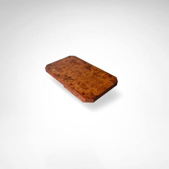 Image 1 of Couchtisch aus Maserholz mit Bar von Maison Lancel, Frankreich, 1980er Jahre