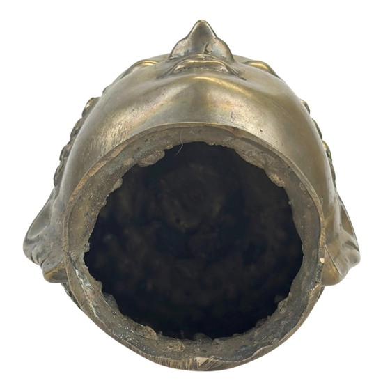 Cabeza de Buda tailandesa antigua de bronce – circa 1900 – Esculturas, Bronze (photo 7 of 8)