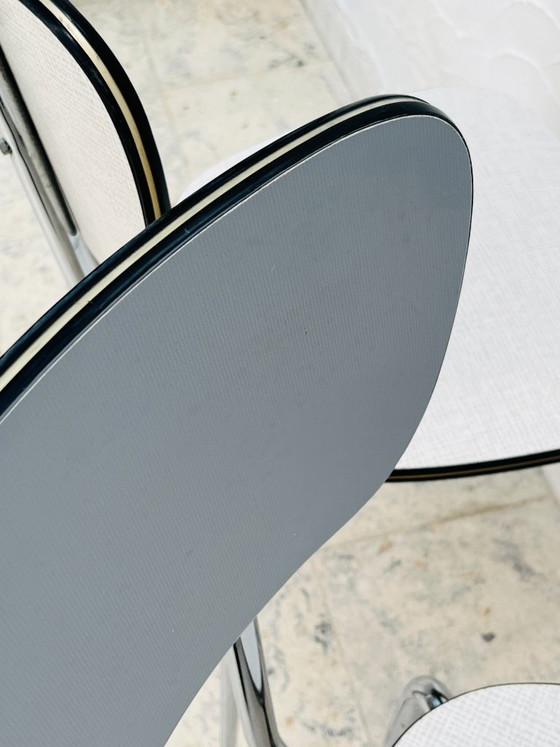 Image 1 of Lot de deux chaises vintage formica gris et chrome