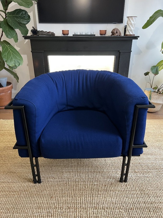 Image 1 of Poltrona lounge vintage Harvink – Struttura in metallo pesante – Design olandese – Pieghettata