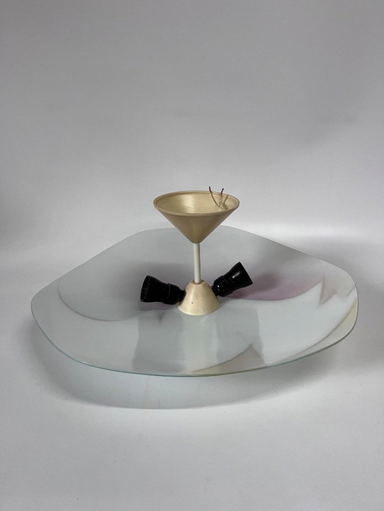 Image 1 of Gorgeous ceiling lamp shelf lamp ceiling Seventies with gold accents